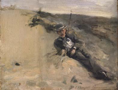 John Singer Sargent Portrait of Ralph Curtis on the Beach at Scheveningen (mk18) oil painting image